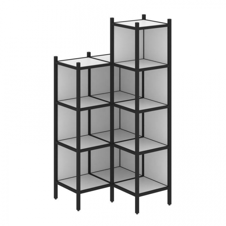 Loft Угловой внутренний стеллаж VR.L-38 Белый Бриллиант/Металл Черный 862*862*1869