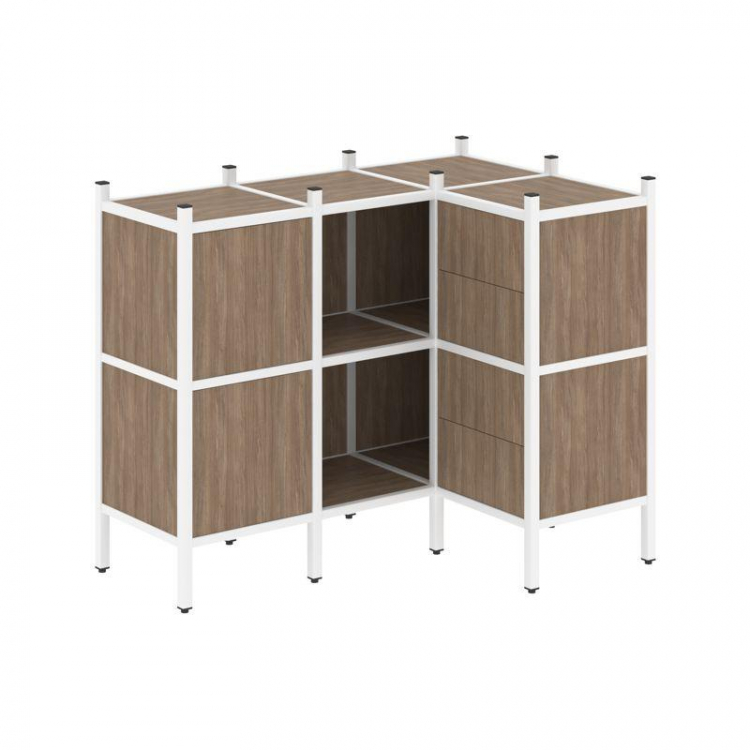 Loft Угловой внутренний стеллаж VR.L-28 Дуб Аризона/Металл Белый 1278*862*1047