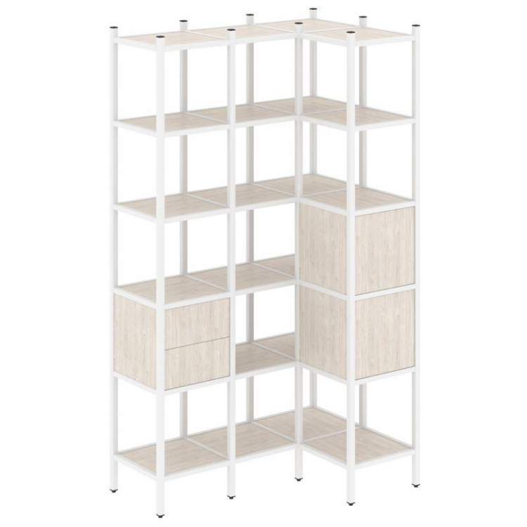 Loft Угловой внутренний стеллаж VR.L-35 Денвер Светлый/Металл Белый 1278*862*2280