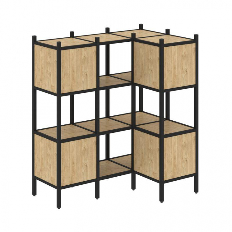 Loft Угловой внутренний стеллаж VR.L-29 Тиквуд Светлый/Металл Черный 1278*862*1458