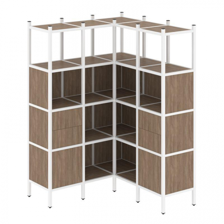 Loft Угловой внутренний стеллаж VR.L-33 Дуб Аризона/Металл Белый 1278*1278*1869