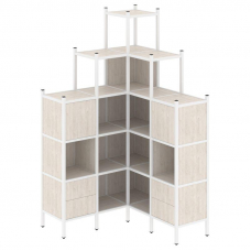 Loft Угловой внутренний стеллаж VR.L-45 Денвер Светлый/Металл Белый 1278*1278*2280