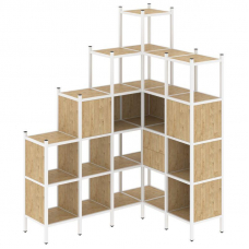 Loft Угловой внутренний стеллаж VR.L-44 Тиквуд Светлый/Металл Белый 1694*1278*2280