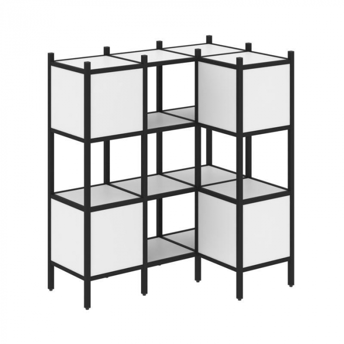Loft Угловой внутренний стеллаж VR.L-29 Белый Бриллиант/Металл Черный 1278*862*1458