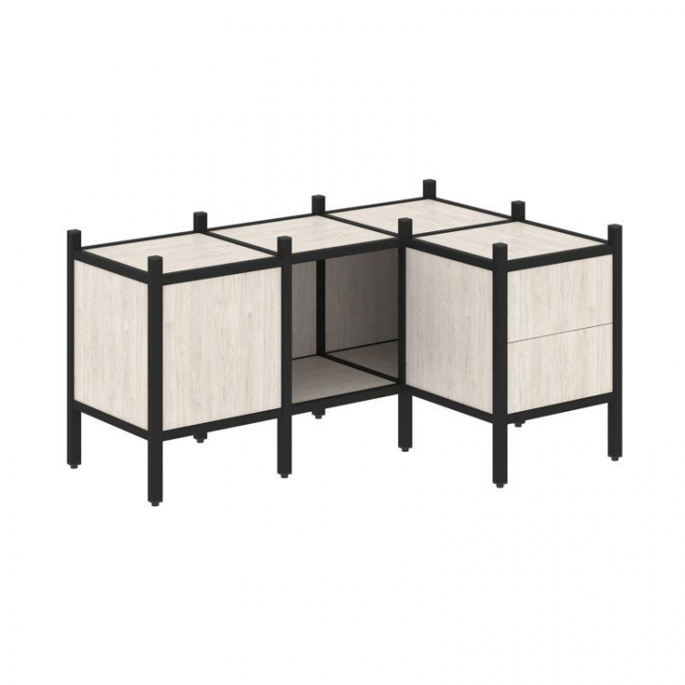 Loft Угловой внутренний стеллаж VR.L-26 Денвер Светлый/Металл Черный 1278*862*636