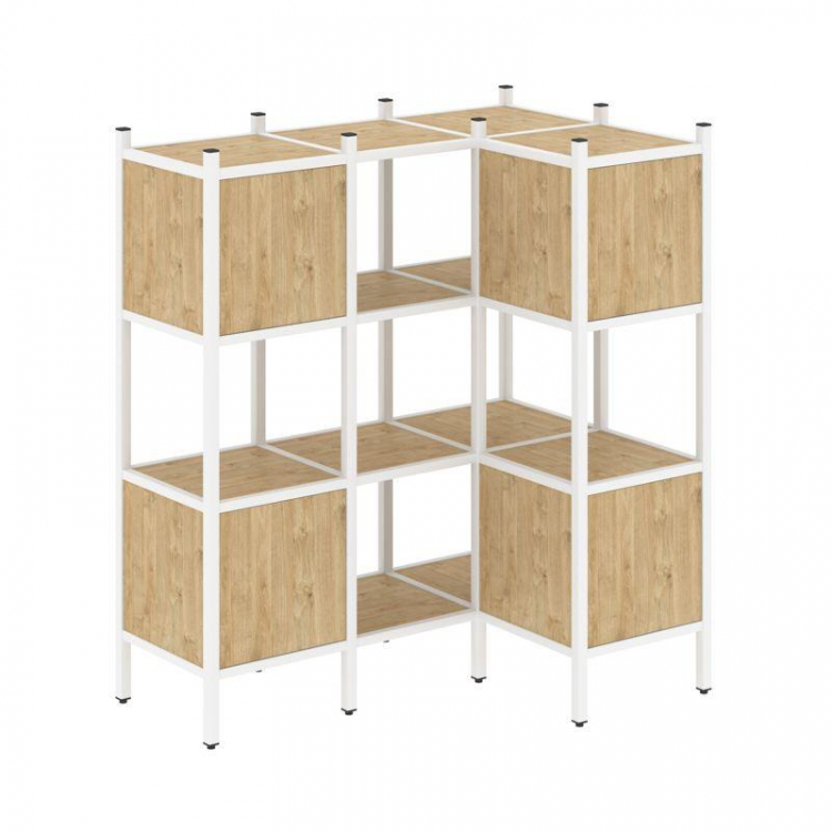 Loft Угловой внутренний стеллаж VR.L-29 Тиквуд Светлый/Металл Белый 1278*862*1458