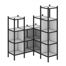 Loft Угловой внутренний стеллаж VR.L-39 Белый Бриллиант/Металл Черный 1278*1278*1869