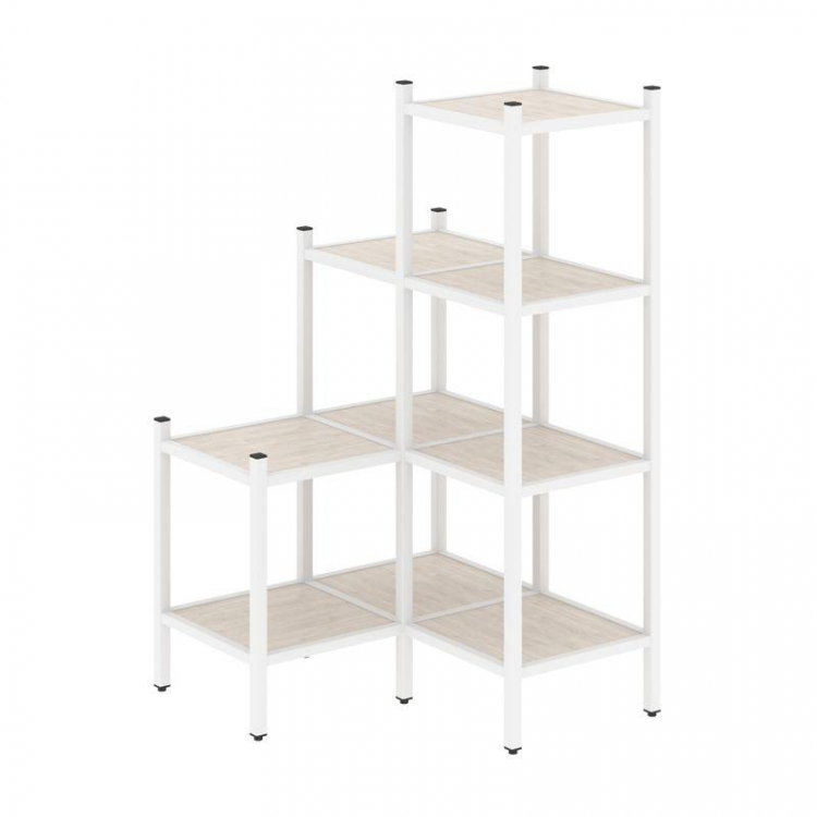 Loft Угловой внутренний стеллаж VR.L-36 Денвер Светлый/Металл Белый 862*862*1458