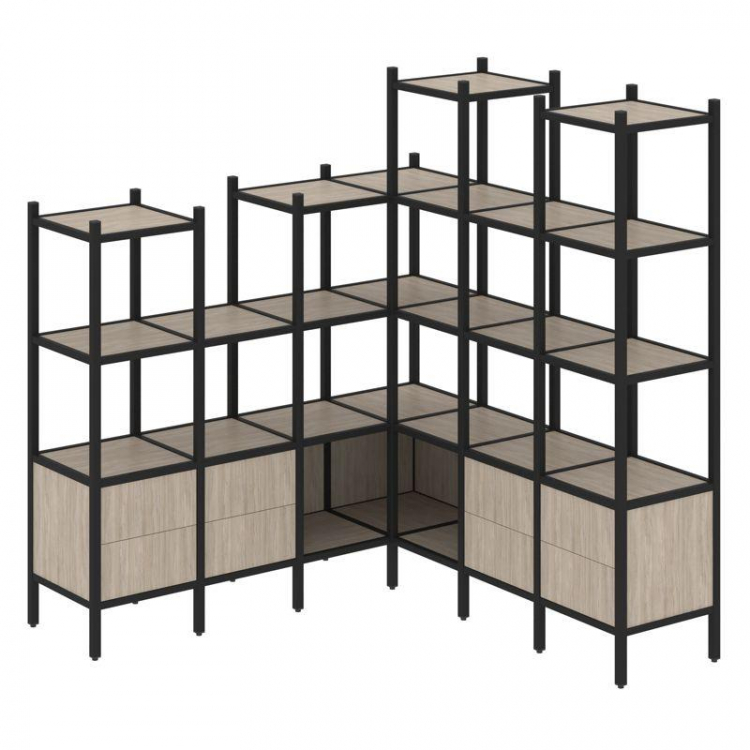 Loft Угловой внутренний стеллаж VR.L-41 Дуб Аттик/Металл Черный 1694*1694*1869