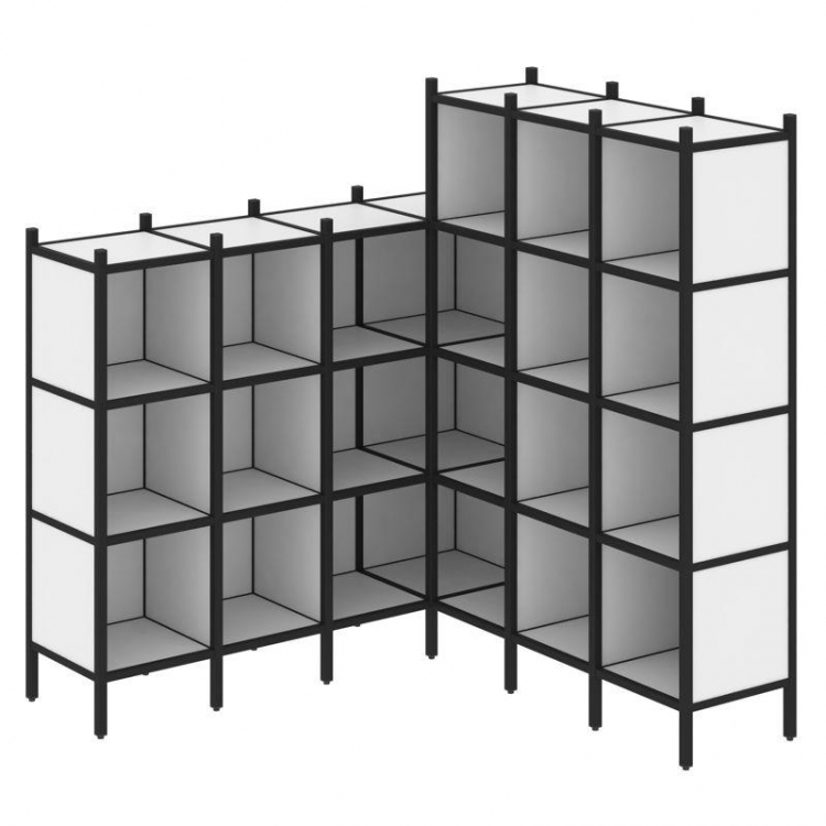 Loft Угловой внутренний стеллаж VR.L-50 Белый Бриллиант/Металл Черный 1694*1694*1869