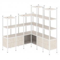 Loft Угловой внутренний стеллаж VR.L-41 Денвер Светлый/Металл Белый 1694*1694*1869