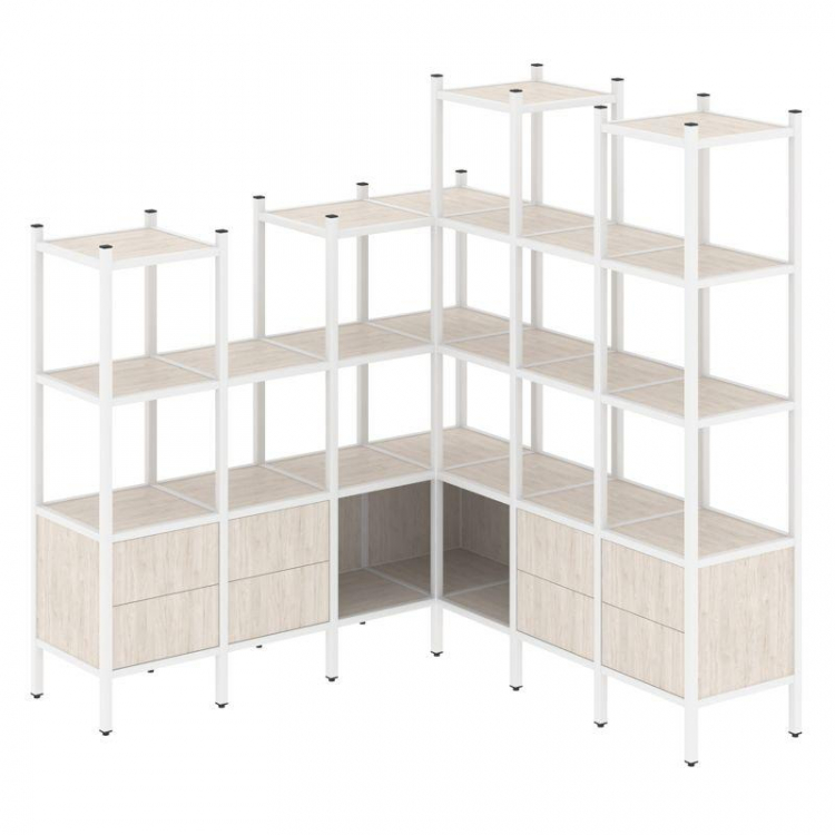 Loft Угловой внутренний стеллаж VR.L-41 Денвер Светлый/Металл Белый 1694*1694*1869