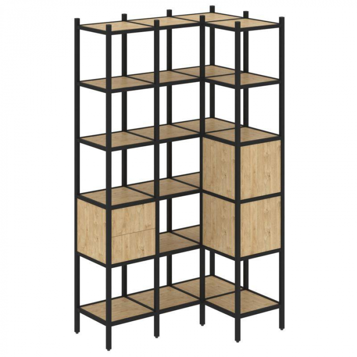 Loft Угловой внутренний стеллаж VR.L-35 Тиквуд Светлый/Металл Черный 1278*862*2280