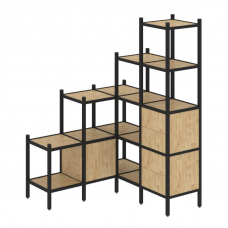 Loft Угловой внутренний стеллаж VR.L-40 Тиквуд Светлый/Металл Черный 1278*1278*1869