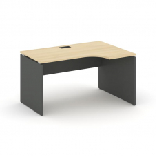 Стайл Проджект Стол рабочий эргоном. SN-D.SPA-022(R) Акация Лорка/Антрацит NEW/Черная Заглушка 1580*