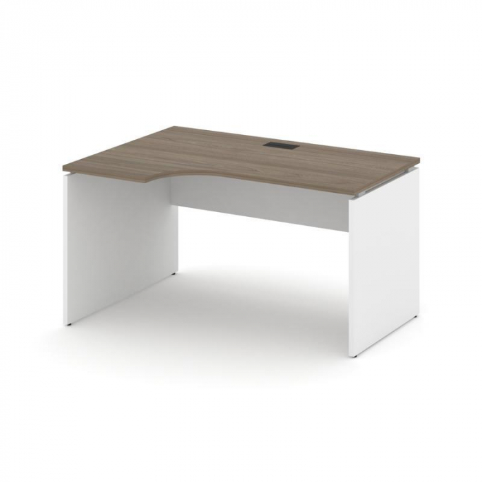 Стайл Проджект Стол рабочий эргоном. SN-D.SPA-002(L) Вяз Благородный/Белый/Черная Заглушка 1580*600/