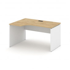 Style Project Стол рабочий эргоном. SN-D.SPA-022(L) Тиквуд Светлый/Белый/Черная Заглушка 1580*800/98