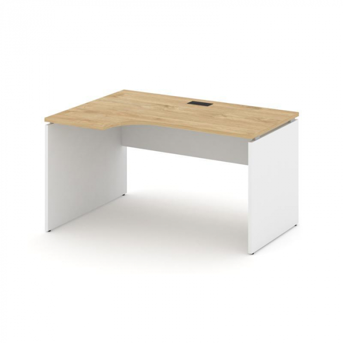 Стайл Проджект Стол рабочий эргоном. SN-D.SPA-022(L) Тиквуд Светлый/Белый/Черная Заглушка 1580*800/9