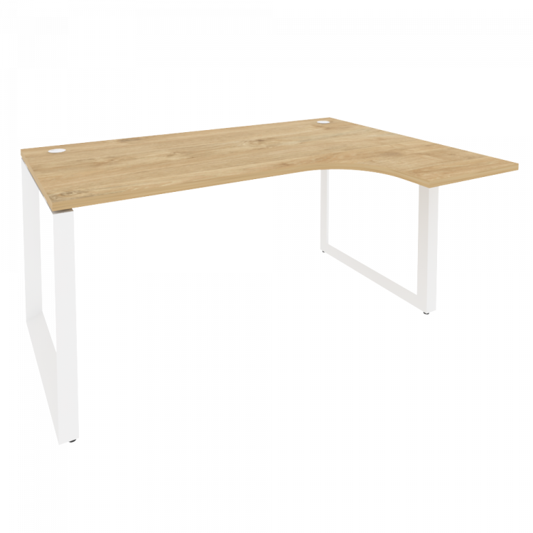 Onix Стол эргономичный правый на О-образном м/к O.MO-SA-4 (R) Тиквуд Светлый/Металл Белый 1580*1180*