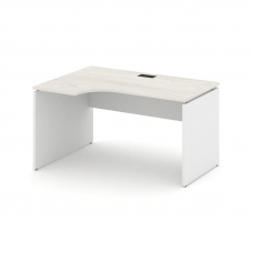 Style Project Стол рабочий эргоном. SN-D.SPA-012(L) Дуб Наварра/Белый/Черная Заглушка 1580*700/980*7