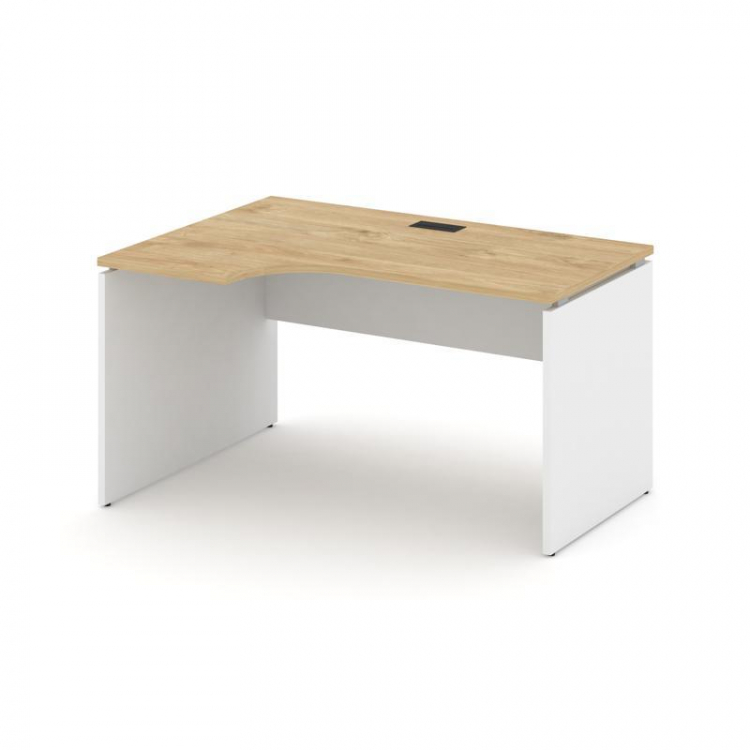 Style Project Стол рабочий эргоном. SN-D.SPA-012(L) Тиквуд Светлый/Белый/Черная Заглушка 1580*700/98