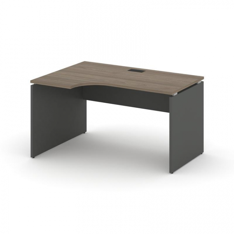 Style Project Стол рабочий эргоном. SN-D.SPA-001(L) Вяз Благородный/Антрацит/Черная Заглушка 1380*60