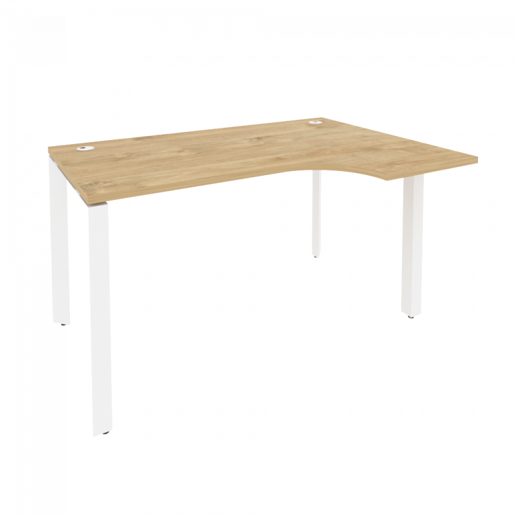 Onix Стол эргономичный правый на П-образном м/к O.MP-SA-2 (R) Тиквуд Светлый/Металл Белый 1380*980*7