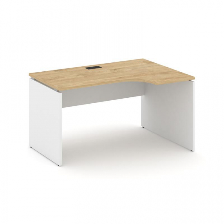 Style Project Стол рабочий эргоном. SN-D.SPA-001(R) Тиквуд Светлый/Белый/Черная Заглушка 1380*600/98