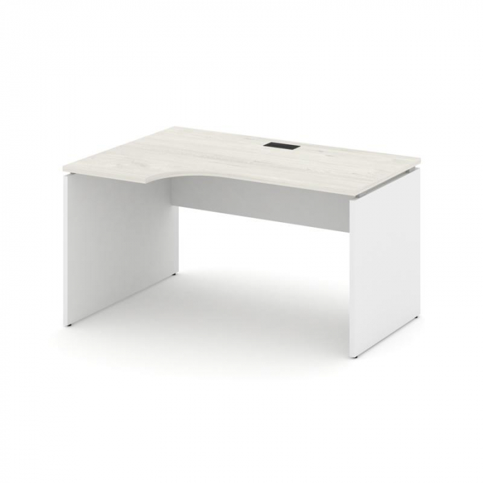 Стайл Проджект Стол рабочий эргоном. SN-D.SPA-011(L) Дуб Наварра/Белый/Черная Заглушка 1380*700/980*