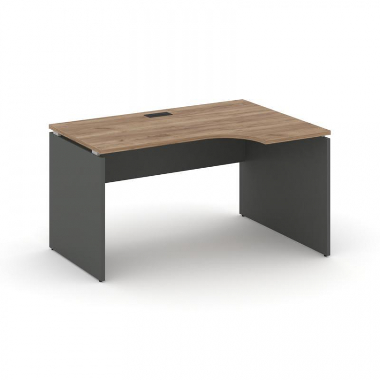 Style Project Стол рабочий эргоном. SN-D.SPA-012(R) Дуб Табак/Антрацит/Черная Заглушка 1580*700/980*