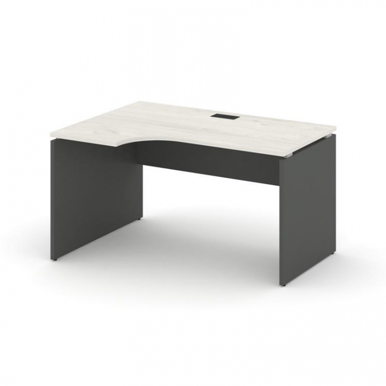 Style Project Стол рабочий эргоном. SN-D.SPA-002(L) Дуб Наварра/Антрацит/Черная Заглушка 1580*600/98