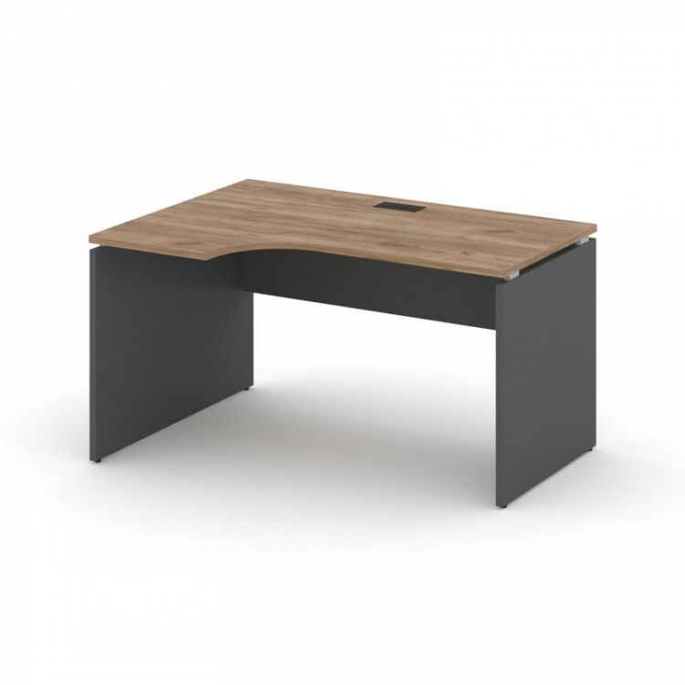 Style Project Стол рабочий эргоном. SN-D.SPA-021(L) Дуб Табак/Антрацит/Черная Заглушка 1380*800/980*