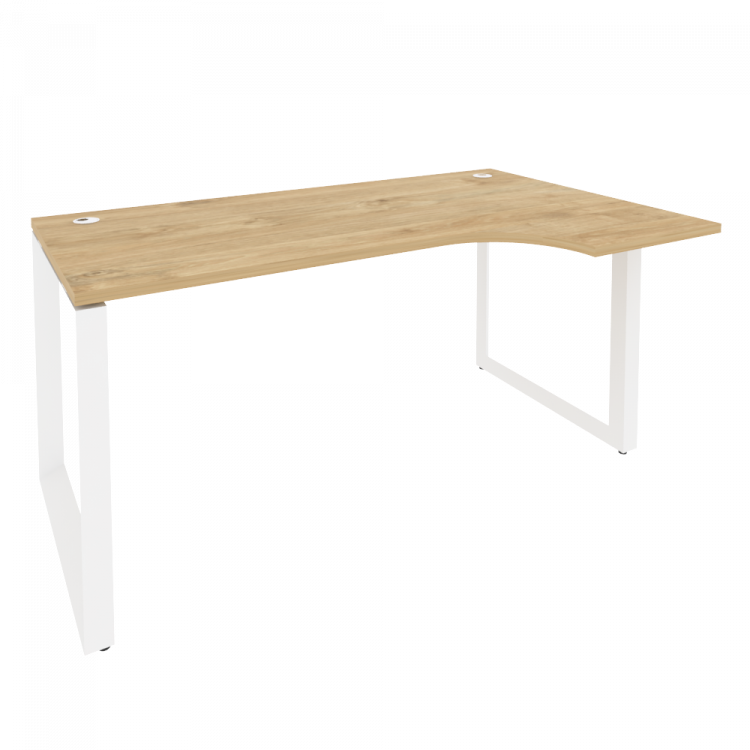 Onix Стол эргономичный правый на О-образном м/к O.MO-SA-1 (R) Тиквуд Светлый/Металл Белый 1580*980*7