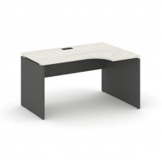 Style Project Стол рабочий эргоном. SN-D.SPA-001(R) Дуб Наварра/Антрацит/Черная Заглушка 1380*600/98