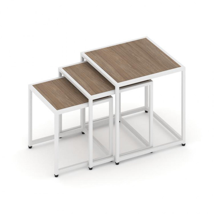 Loft Стол журнальный VR.L-SJK-50 Дуб Аризона/Металл Белый 500*500*500