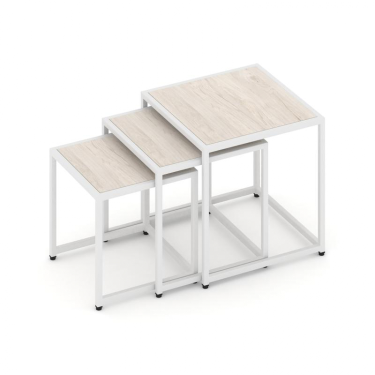 Loft Стол журнальный VR.L-SJK-45 Денвер Светлый/Металл Белый 450*450*450