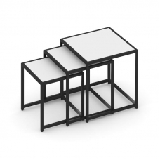 Loft Стол журнальный VR.L-SJK-40 Белый Бриллиант/Металл Черный 400*400*400