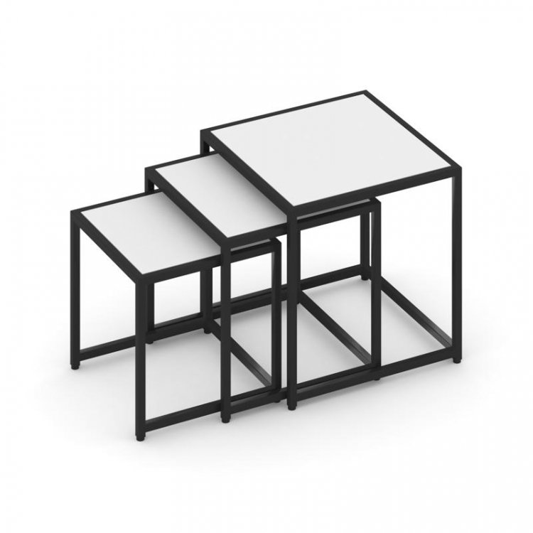 Loft Стол журнальный VR.L-SJK-45 Белый Бриллиант/Металл Черный 450*450*450