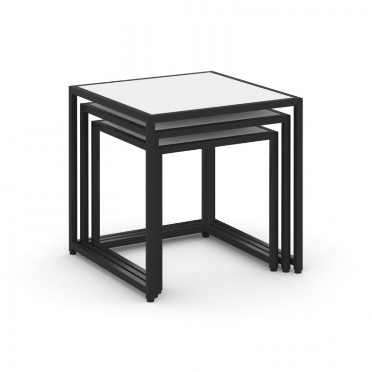 Loft Стол журнальный VR.L-SJK-45 Белый Бриллиант/Металл Черный 450*450*450