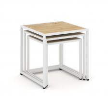 Loft Стол журнальный VR.L-SJK-40 Тиквуд Светлый/Металл Белый 400*400*400