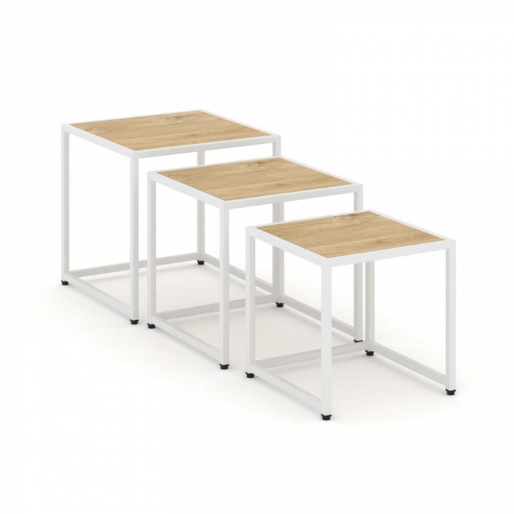 Loft Стол журнальный VR.L-SJK-40 Тиквуд Светлый/Металл Белый 400*400*400