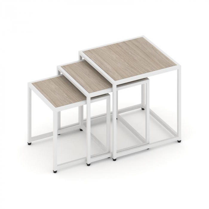 Loft Стол журнальный VR.L-SJK-50 Дуб Аттик/Металл Белый 500*500*500