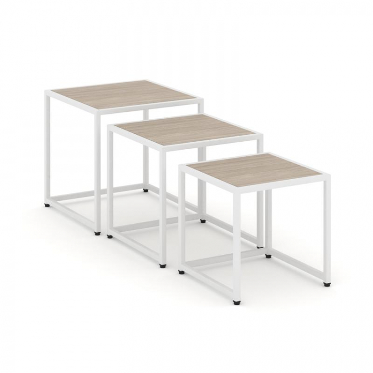 Loft Стол журнальный VR.L-SJK-50 Дуб Аттик/Металл Белый 500*500*500