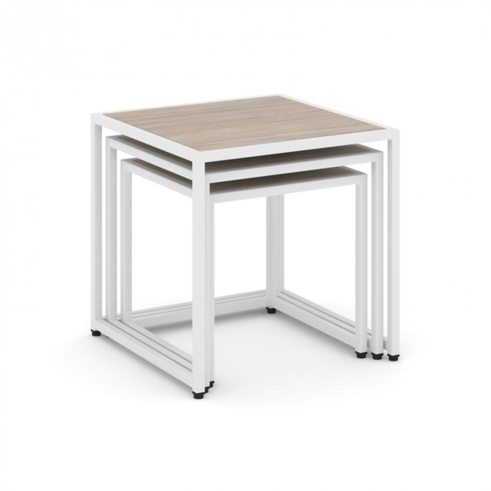 Loft Стол журнальный VR.L-SJK-50 Дуб Аттик/Металл Белый 500*500*500