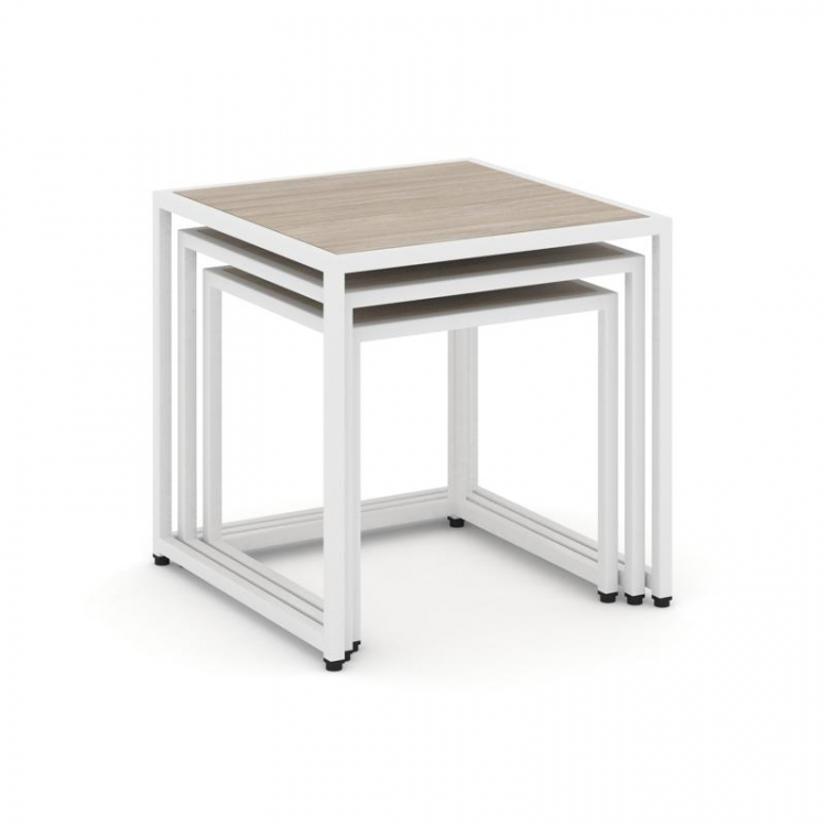 Loft Стол журнальный VR.L-SJK-50 Дуб Аттик/Металл Белый 500*500*500