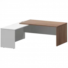 Стол руководителя левый KZP-18L Темный шимо/Белый 1800x2000x750 Кортез
