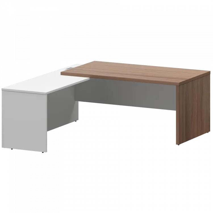 Стол руководителя левый KZP-18L Темный шимо/Белый 1800x2000x750 Кортез