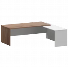 Стол руководителя правый KZP-22R Темный шимо/Белый 2200x2000x750 Кортез