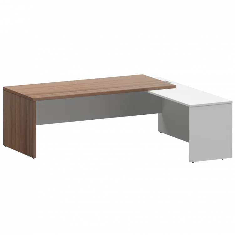 Стол руководителя правый KZP-22R Темный шимо/Белый 2200x2000x750 Кортез