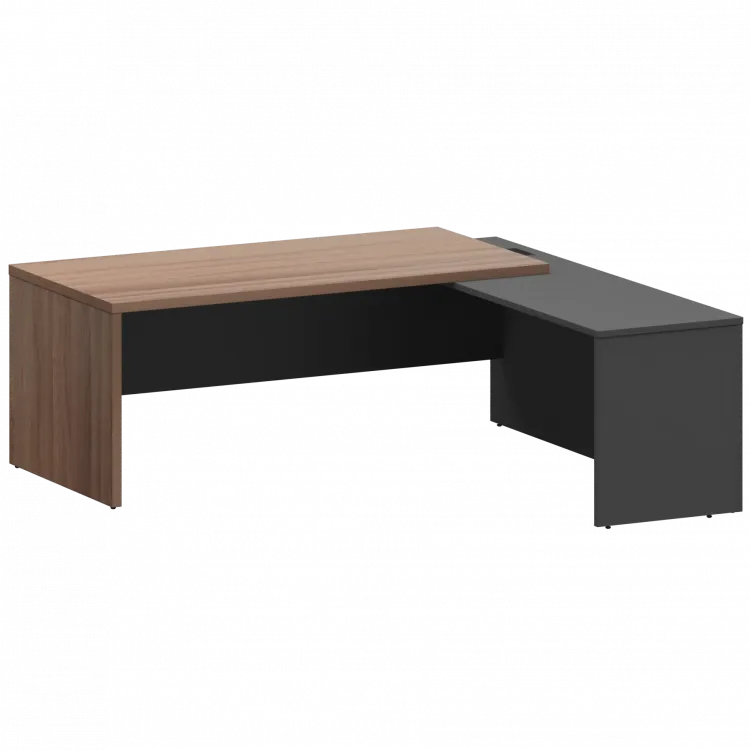 Стол руководителя правый KZP-20R Темный шимо/Графит 2000x2000x750 Кортез